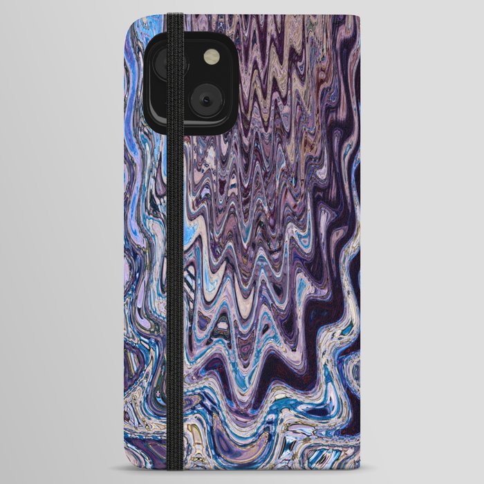 Dark Blue Zigzag Paint Abstract iPhone Wallet Case