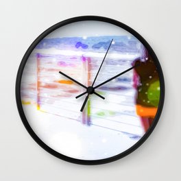 standing alone at the beach with summer bokeh light Wall Clock
