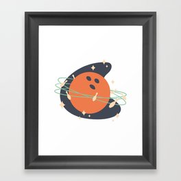 Space Ball Planet Retro Bowling Framed Art Print