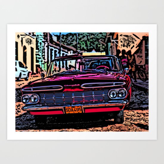 Old american car in Trinidad, Kuba Art Print