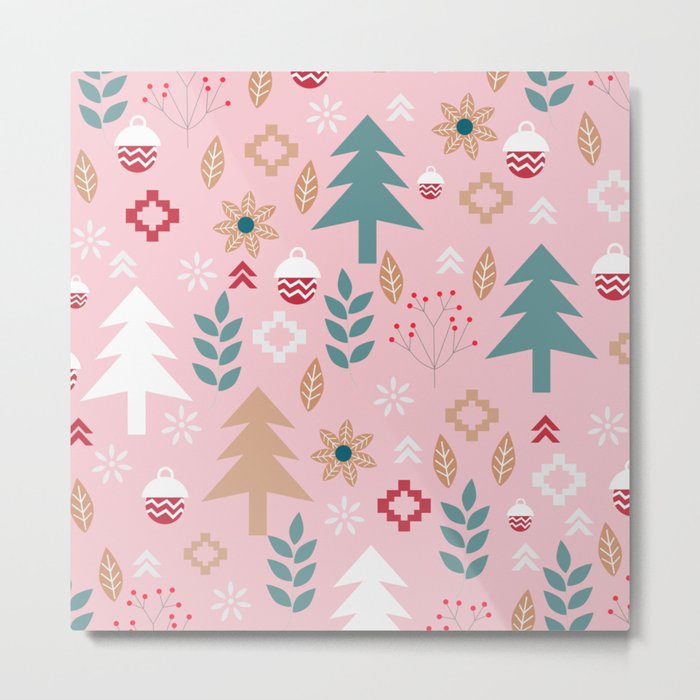 Cute Christmas in pink Metal Print