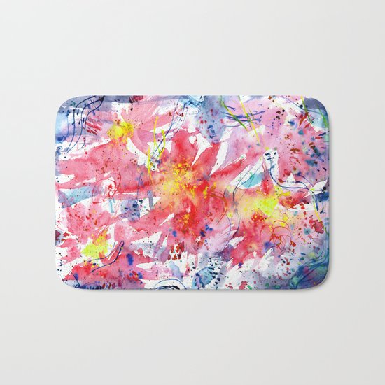 Floral vibes || watercolor Bath Mat