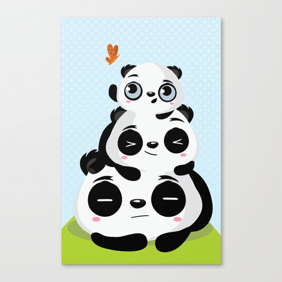 Panda family Canvas Print