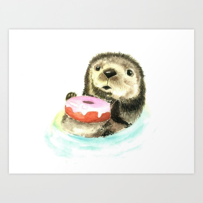 The otter who has a donut Art Print