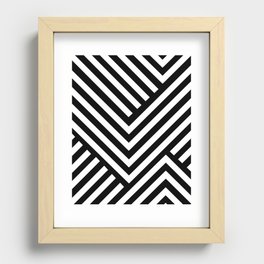 Black and White Stripes Recessed Framed Print