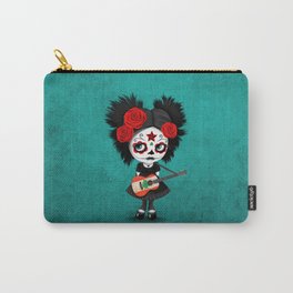 Day of the Dead Girl Playing Lebanese Flag Guitar Carry-All Pouch