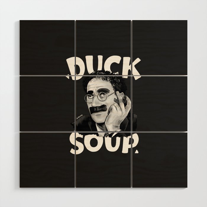 Groucho Marx - Duck Soup with Title Illustration Wood Wall Art
