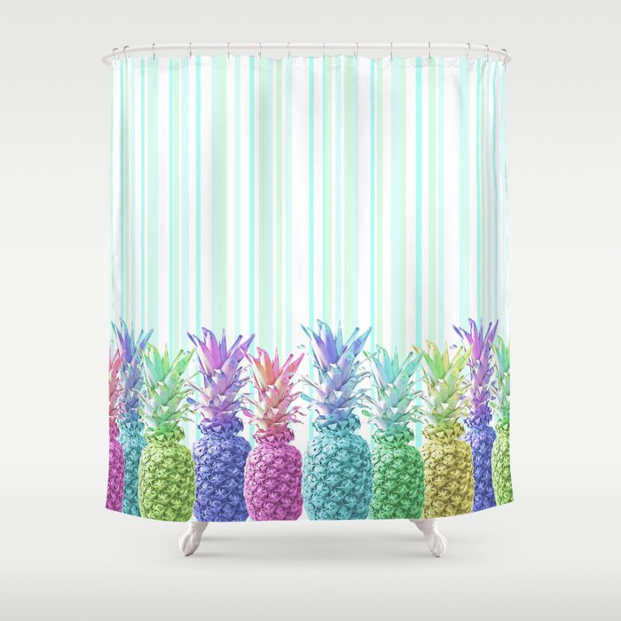 Pastel Jungle and Stripes Shower Curtain by Lisa Argyropoulos Society6