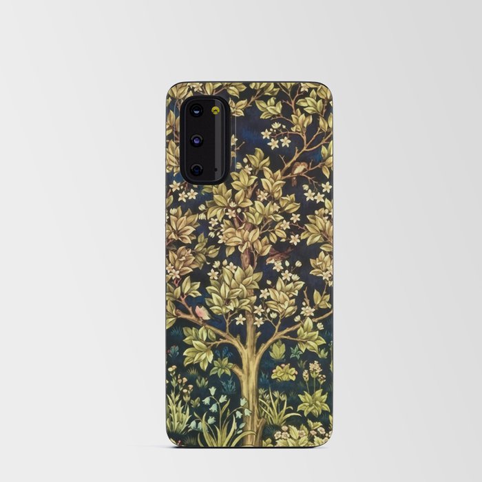 William Morris original Tree of Life reflecting water of garden lily pond twilight black nature landscape painting for drapes, curtains, pillows, duvets, prints, and wall and home decor Android Card Case