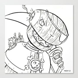 Robot Pirate - ink Canvas Print