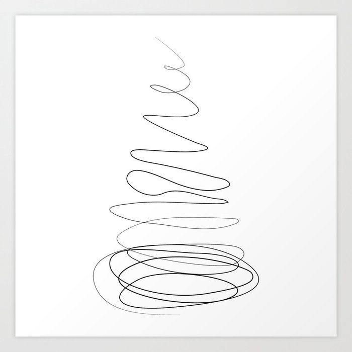 Christmas Collection Minimal One Line Christmas Tree Print Art Print By Aelissedesign Society6