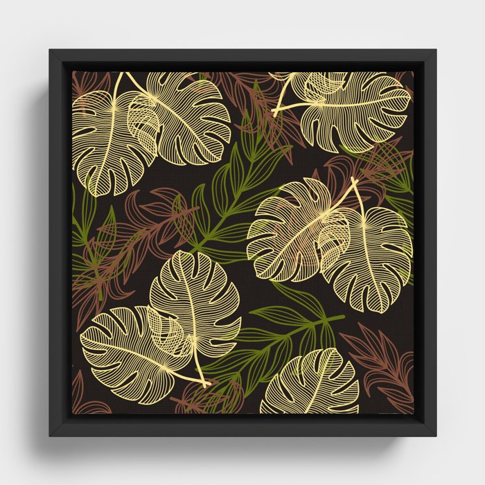 Autumns Tropical Resort Monstera Plants Framed Canvas