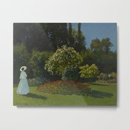 Lady in the Garden Metal Print | Garden, Parasol, Oilpainting, Nature, Claudemonet, Green, Painting, Dress, Horticulture, Trees 