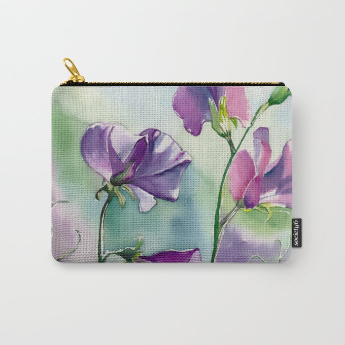 Sweet Pea Watercolour Painting Carry-All Pouch