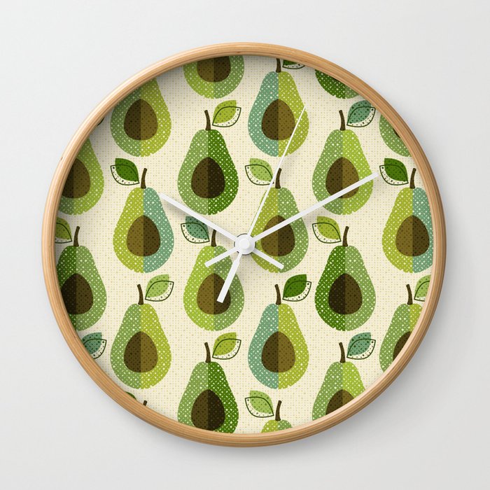 Retro Avocados ©studioxtine Wall Clock