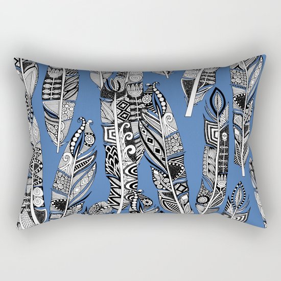 geo feathers blue Rectangular Pillow