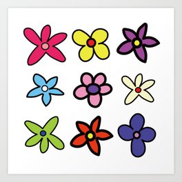 simple cute kitch garden flower flowers pattern illustration Art Print