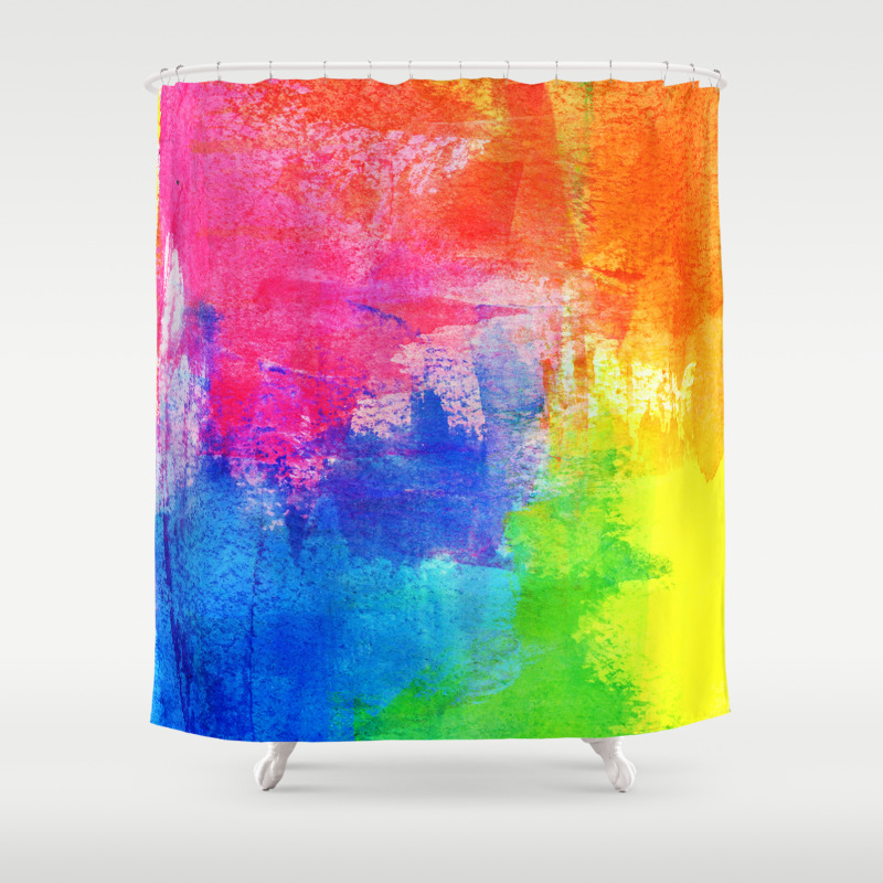 Abstract Rainbow Painting By Emma Freeman Designs Shower Curtain