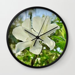 The White Flower Pairing Wall Clock