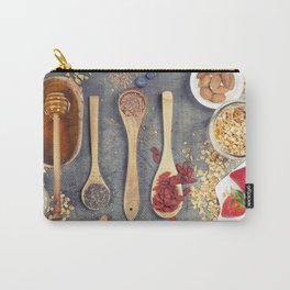 Breakfast set with granola, almond milk, superfoods and berries Carry-All Pouch