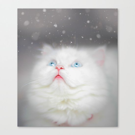 Kitten's First Snow Canvas Print
