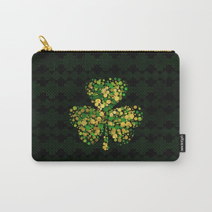 Decorative Irish Shamrock -Clover Gold and Green Carry-All Pouch