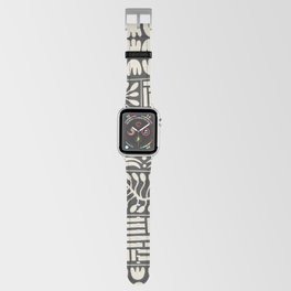 Stylized Floral Patchwork in Off White and Spade Black | Hand Drawn Pattern Apple Watch Band