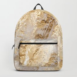 Modern White And Gold Brush Painted Background Texture, Unique Artistic Work Backpack