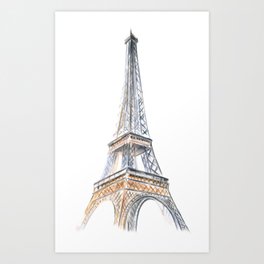 Paris, Watercolor, Eiffel Tower Art Print