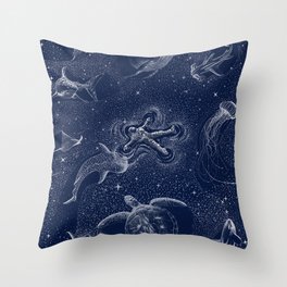 Cosmic Ocean with astronaut Throw Pillow