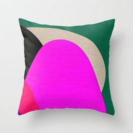 Abstract Composition in Green and Fuchsia Throw Pillow