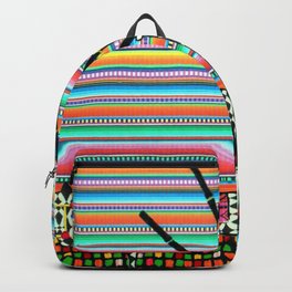 Mexican Fiesta Backpack | Collage, Tinhorse, Tilework, Spottedhorse, Horsestatue, Mexico, Mexicanheritage, Blackbamboo, Serape, Primarycolors 