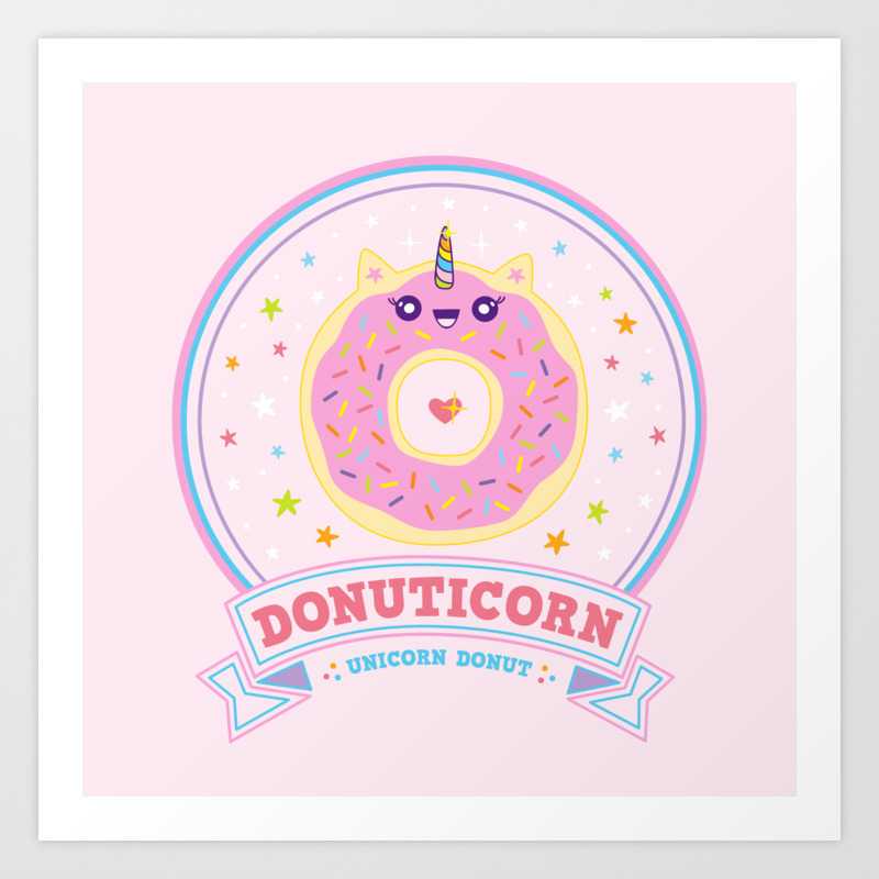 Donut Cat Unicorn Kawaii Gift Art Print By Eaudecollage Society6
