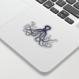 Octopus | Vintage Octopus | Tentacles | Navy Blue and White | Sticker