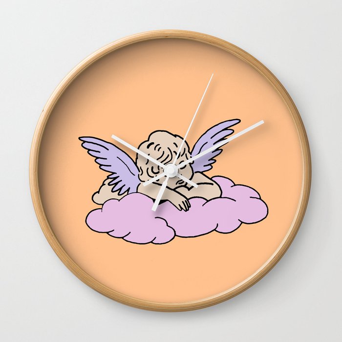 cupid cherub sleepy angel of love cute illustration  Wall Clock