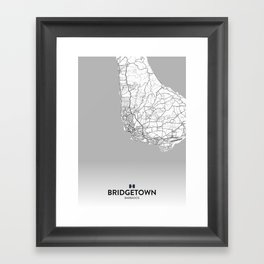 Bridgetown, Barbados - Light City Map Framed Art Print