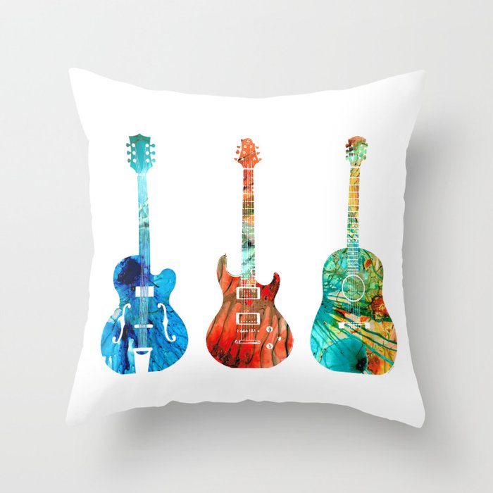 Abstract Guitars by Sharon Cummings Throw Pillow