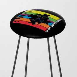 Autism Is My Superpower Colorful Puzzle Counter Stool