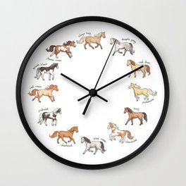 Horses - different colours and markings illustration Wall Clock