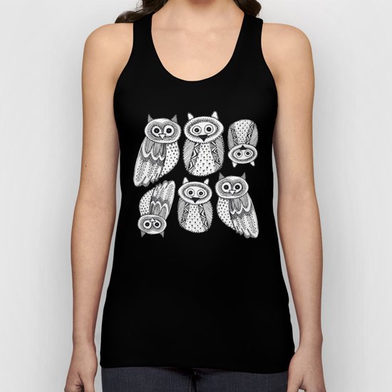 Hand dravn Cute Owl Unisex Tank Top