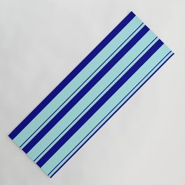 [ Thumbnail: Turquoise & Dark Blue Colored Stripes/Lines Pattern Yoga Mat ]