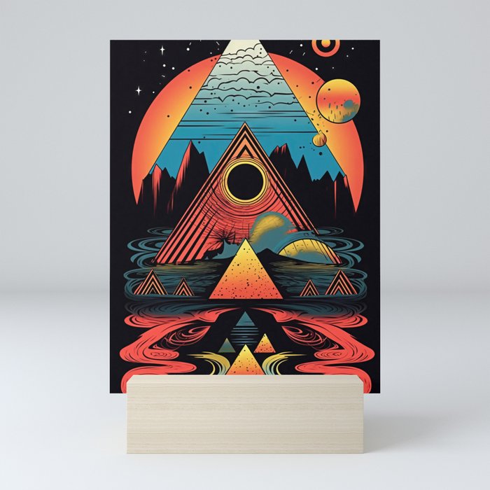 80s Abstract Retro Triangles Mini Art Print