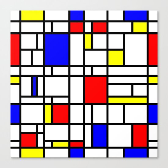 Modern Art Red Yellow Blue Grid Pattern Canvas Print