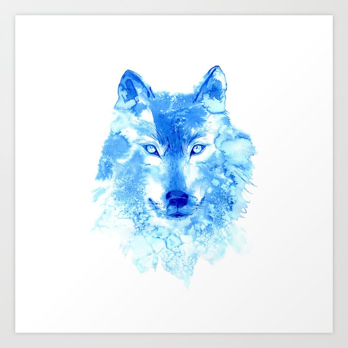 Watercolor Winter Wolf Art Print By Fantasyartdesigns Society6