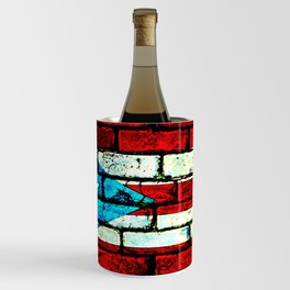 Puerto Rican Flag on Cobblestones Wine Chiller