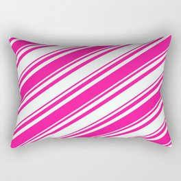 [ Thumbnail: Deep Pink and Mint Cream Colored Lines/Stripes Pattern Rectangular Pillow ]