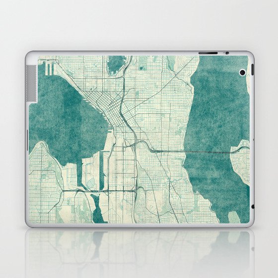 Seattle Map Blue Vintage Laptop & iPad Skin