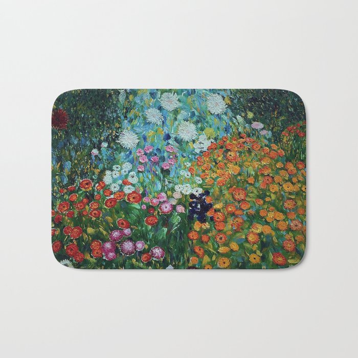 Flower Garden Riot of Colors by Gustav Klimt Bath Mat