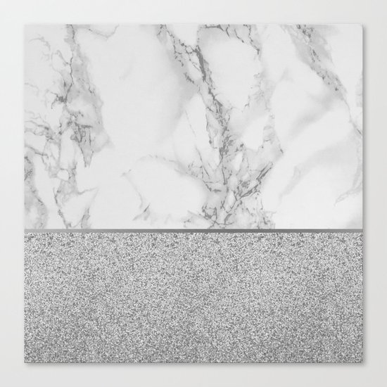 Marble + Glitter #1 Canvas Print