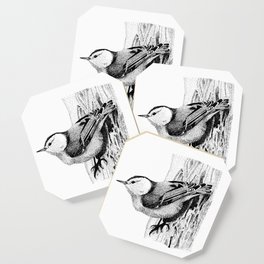 White-breasted Nuthatch Stipple Drawing Coaster